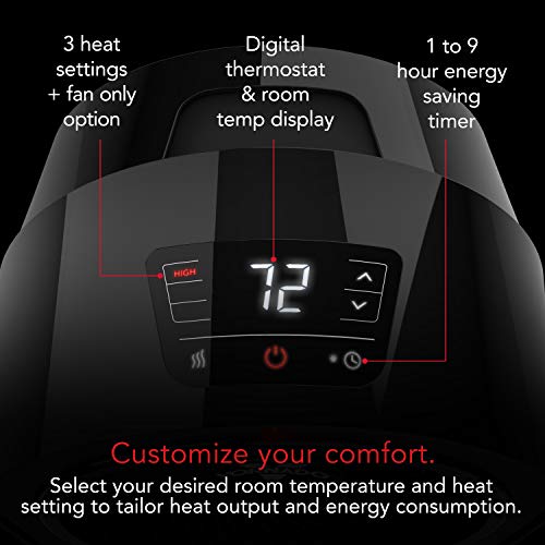 Vornado Velocity 3R Space Heater with Timer and Thermostat, Black