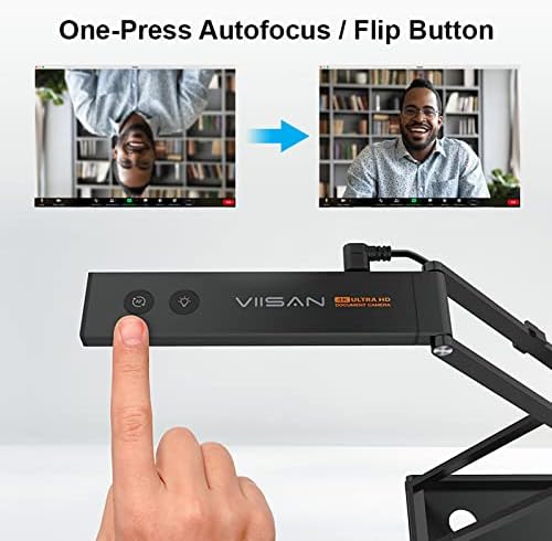 VIISAN P4U, 4K 13MP Document Camera & Webcam with Auto-Focus, 1080P 60FPS,Foldable Visualiser Camera Built-in Microphone and LED, Intuitive Software Multi-Jointed Design For Online Teaching Learning
