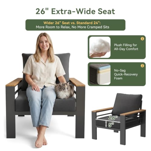 Image of Aoxun Aluminum Patio Furniture Set with Swivel and Rocking Chairs