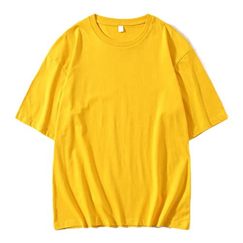 T-shirt d'été homme en coton à revers jaune citron XXL