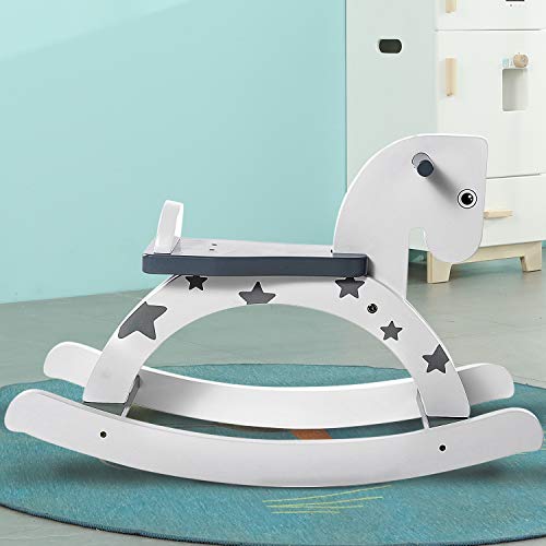 Labebe Baby Schaukelpferd Holz, Schaukelpferd Grau mit Stern für Baby 1-3 Jahre Alt, Schaukel Pferd/Schaukel Klein… – Bild 5