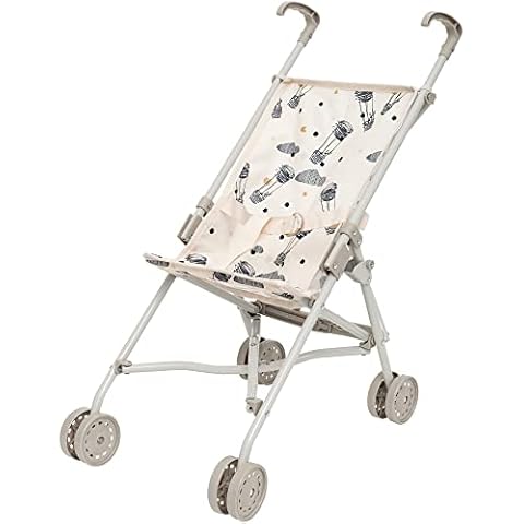 LUNDBY Cute Dolls Pushchair — Folding Toy Doll Stroller Pushchair Pram — Dolls Buggy Toys for 45cm or 18 Inch Doll — Kids Toys Age 3 + — 53cm Tall with Cream Fabric Cover