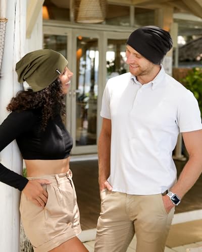 Image of FURTALK Slouchy Beanie for Men Women Breathable Cotton Summer Beanie Unisex Running Sleeping Skull Caps Chemo Headwear