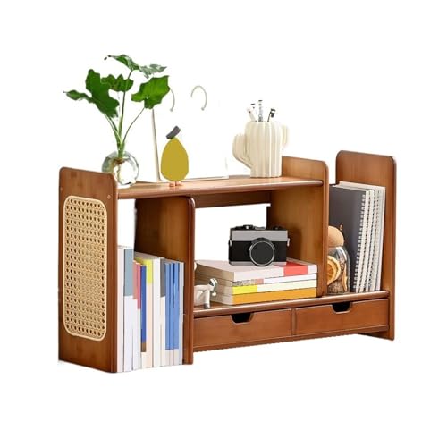 Zeng25liangOu-12 estantes de Esquina Estantería de bambú expandible Estilo Chino Ajustable con cajón, Estante Almacenamiento, Panel Lateral ratán Unidades de visualización