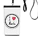 I Love Paris Words Pattern Phone Wallet Purse Hanging Mobile Pouch Black Pocket