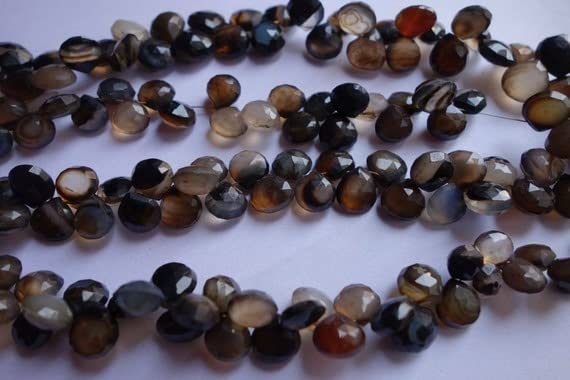 Onyx noir 8-10mm perles de qualité briolettes facettées fil de gemmes pour bijoux DIY
