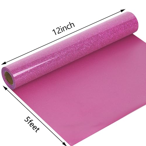 Image of guangyintong Heat Transfer Vinyl Glitter Purple HTV Rolls, 12 inch x 5ft Purple Iron on Vinyl for T Shirts, Glitter HTV Vinyl for All Cutter Machine Easy to Cut & Weed for Heat Vinyl DIY Design