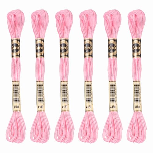 Image of PATIKIL 6 Skeins Embroidery Floss, Polyester Embroidery Threads Bracelets String for Cross-Stitch Hand Embroidery, Light Pink