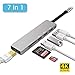 Produktbild USB-C-Hub, Inpher 7-in-1-USB-3.0-Adapter mit PD-Schnellladeanschluss, 4 K, HDMI-Ausgang, SD/TF-Kartenleser, Multiport-USB-C-Anschluss für MacBook Air/Pro Typ C, PC, Laptops, Samsung Handy