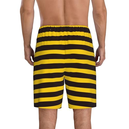 Mens Pajama Shorts with Pockets - Bee Stripe Soft Lounge Pj Sleep Shorts Pajama Bottoms for Men 6