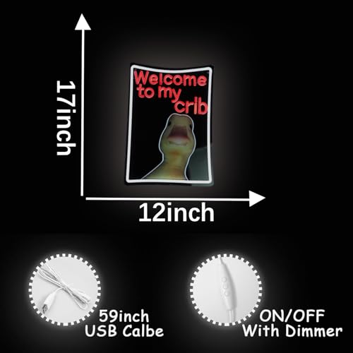 Image of Welcome To My Crib Neon Sign,Led Funny Neon Light,My Crib Sign For Bedroom,Hanging Neon Signs For Bedroom Nursery College Dormitory Room Decor