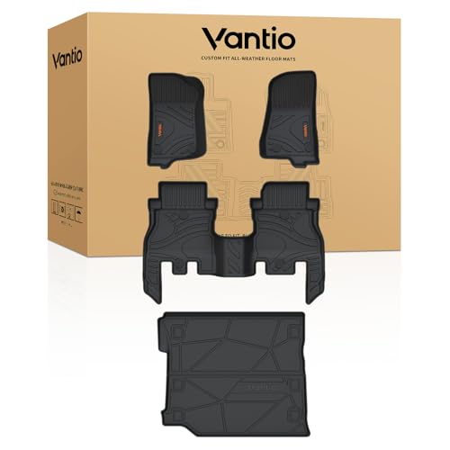 Image of Floor Mats for Jeep Wrangler JL 4-Door 2018-2026 with Subwoofer, Custom Fit TPE All Weather Car Mats, Waterproof Anti-Slip Floor Liners Full Set with Cargo Liner (NOT for JK / 2-Door /PHEV)