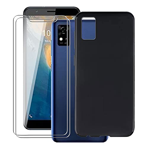 HHUAN Funda para ZTE Blade A31 (5.45') + [2 Piezas Cristal Templado Protectores de Pantalla], Negro Suave Silicone TPU Antichoque Carcasa Case, para ZTE Blade A31 Fundas - Black