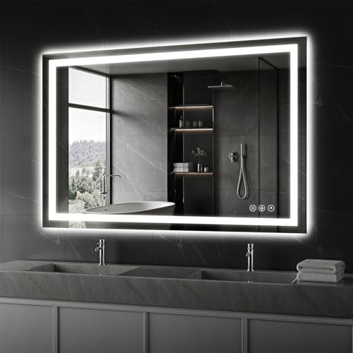 Image of Koonmi 48 inchx36 inch LED Bathroom Mirror with Anti-Fog | 90CRI Shatterproof Vanity Mirror with Backlit + Front Lit, Easy Install for Modern Bathroom and Hotel (IP65)
