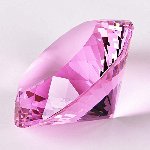 Image of Crystal Glass Diamond Shaped Decoration, Pink 60mm Jewel Paperweight,Gift Decoration Idea for Christmas, Thanksgiving (Please Identify Our Brand YARR Store)
