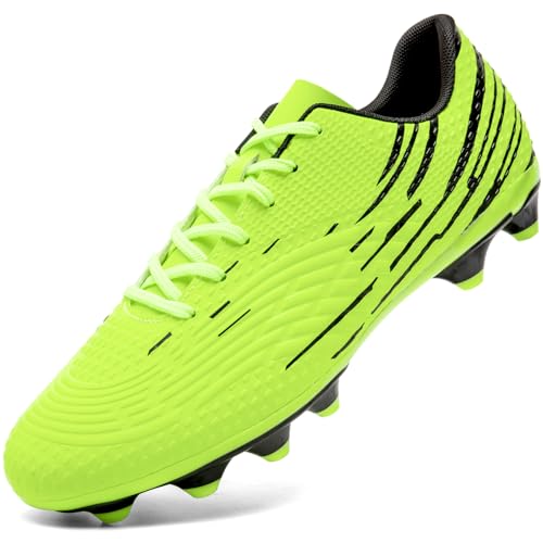 DimaiGlobal voetbalschoenen met noppen voor kunstgras, futsal en indoor/outdoor training, Groen, 43 EU
