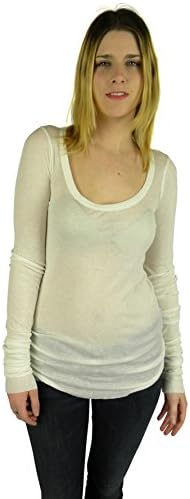 Rick Owens Lilies Womens Milk Semi-Sheer LS Scoop Neck T-Shirt 40