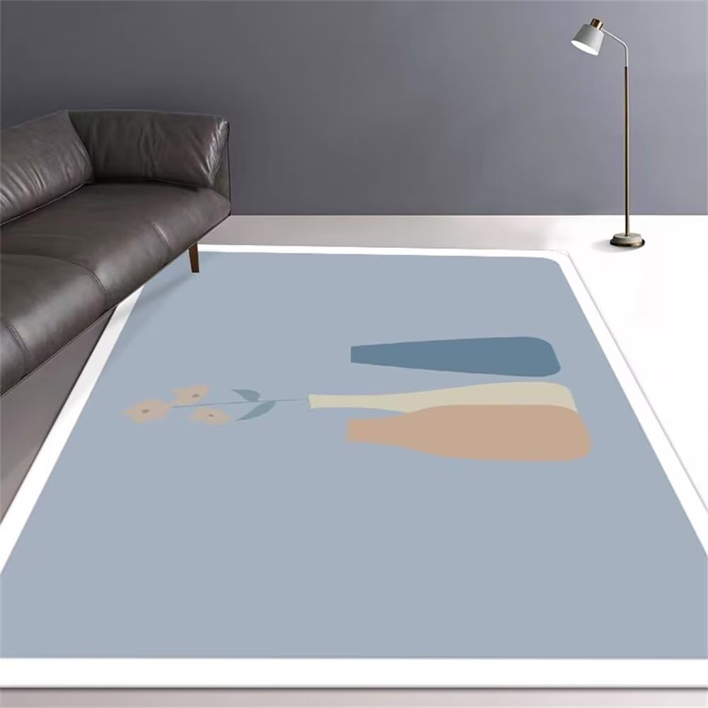Tapis enfant bleu 180x280 cm lavable en machine pour grand salon