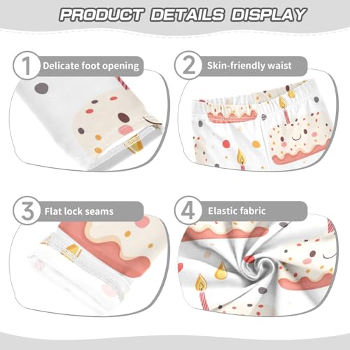 Cake with Candle Girls Leggings,Workout Leggings for Girls Toddler Athletic Legging Size for 3-10T3