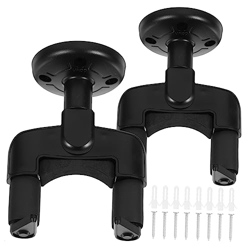 HANABASS 2 Sets Wall Mount Guitar Rack Hanger Ukulele Display Hook with Soft Padded for Acoustic Electric Bass Guitars Easy Installation for Home Use