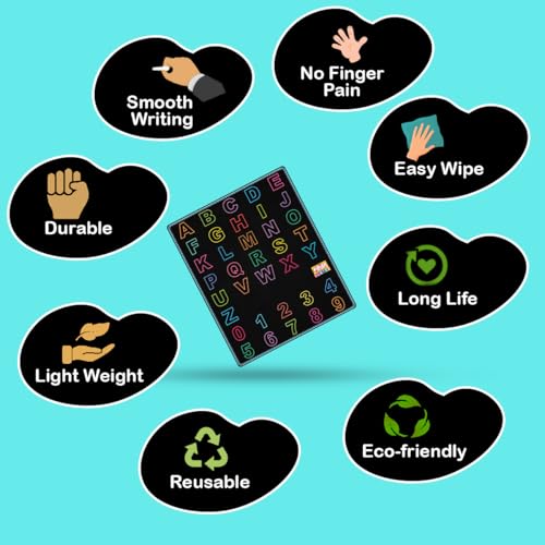 Image of TOKYODO Pre-Printed Rewriting Slates Chalk Board for Kids, Double Sided Writing Learning Black Board, with 4 Letter Spelling Cards (Pack of 4, Capital)