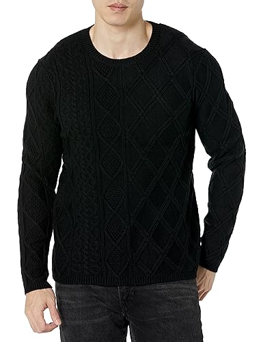 John Varvatos Men's Dotel Long Sleeve Cable Sweater