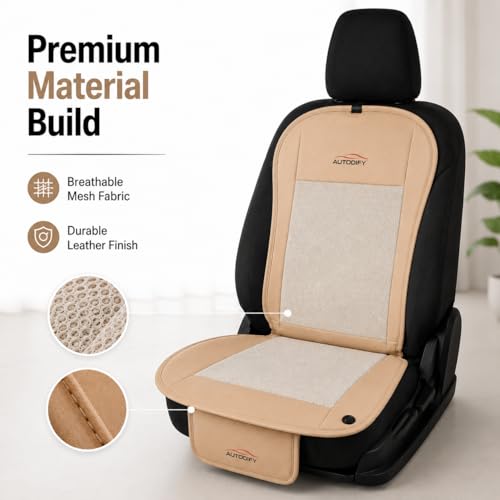 Image of Car Ventilated Cooling Seat Cushion Cover with 10 Powerful Fans & 3 Adjustable Cooling Levels, Breathable Fabric + Beige Leather Universal Fit for All Cars, Large Airflow