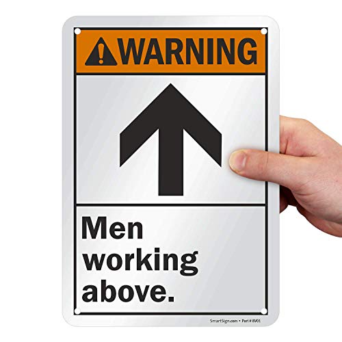 Panneau Men Working Above plastique 17,8x25,4cm pour sécuriser les zones de travaux