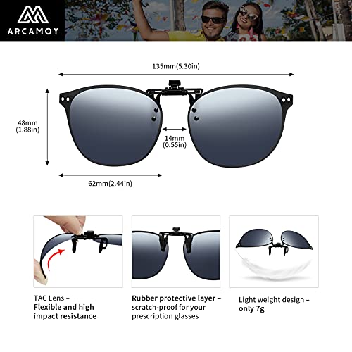 Image of Clip on Sunglasses Over Prescription Glasses Polarized Anti Glare Flip Up UV Protection Glasses For Men Women