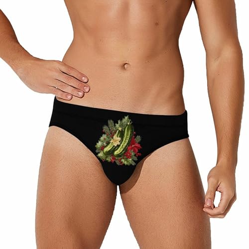 Christmas German Pickle Men's Swim Brief Sexy Bikini Swimwear Swimsuit Trunks Bathing Suits