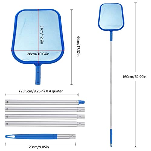 Entemah Rede de limpeza de piscina Rede de skimmer de piscina Ancinho de folha para piscina Rede de