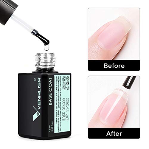 VENALISA 15ml Überlack Top Coat & Unterlack Base coat Long Lasting Unterlack & Überlack Set für Gel Nagellack UV Nagellack Nail Art Salon Design