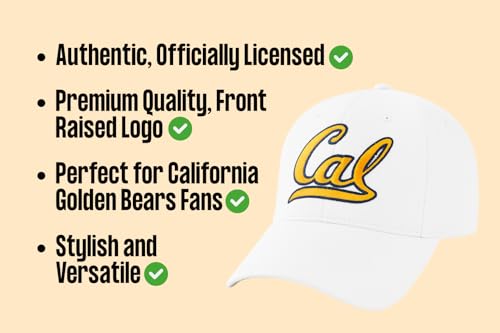 Gorra clásica ajustable blanca Cal Berkeley con logo bordado miniatura 5