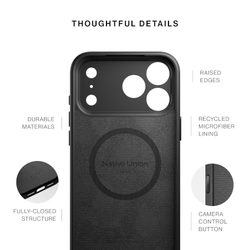 Image of Native Union Active Case - MagSafe Compatible with Built-in Magnets - 10ft / 3m Drop Protection - Rugged Yet Slim Design - Recycled Materials - Camera Control Button for iPhone 18 Pro Max (Black)