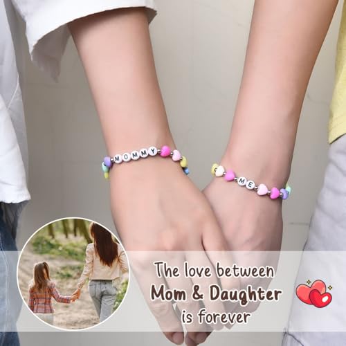 Mommy and Me Matching Bracelets Set, First Day of School Kindergarten Preschool First Grade Gifts, Back to School Gifts for Daughter Girls4