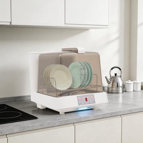 Image of Portable Countertop Dishwasher, 800W Mini Dishwasher 18.89x14.96x15.74in Dish Washing Machine with See-Through Window, Touch Control, 360 Lower Spraying for Small-Sized Houses (White-3)