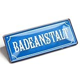 Retro Blechschild Badeanstalt 28x12 cm – Vintage Metallschild Emaille-Optik – Wanddeko Bad Schwimmbad Sauna – Nostalgie Schild Badezimmer – Geschenkidee – Shabby Chic Deko