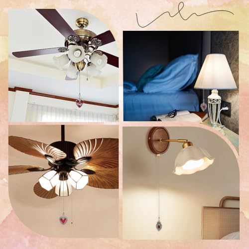 Image of CRASPIRE 10Pcs 5 Styles Heart Ceiling Fan Pull Chain Silver Fan Chains Extensions Metal Alloy Adjustable Gothic Red Hearts Boho Decorative Ball Bead Replacement Hanging Ornament for Lighting Lamp Fans