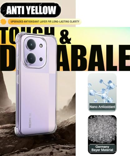 Image of WOW IMAGINE Ultra-Hybrid Crystal Clear Back Case for Mi Redmi 15C 5G | Poco C85 5G | Shockproof Design | Camera Protection Bump | Hard Mobile Back Cover with Cushioned Edges - Transparent