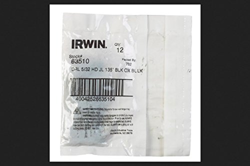 Irwin Tools 63510 5/32-Inch Black Oxide 135-Degree Jobber Length, Pack of 12