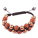 Bracelet double chaîne Bg3126–2 Double brins Marron Bronze étincelant Cristal et perles Style Shamballa Bracelet