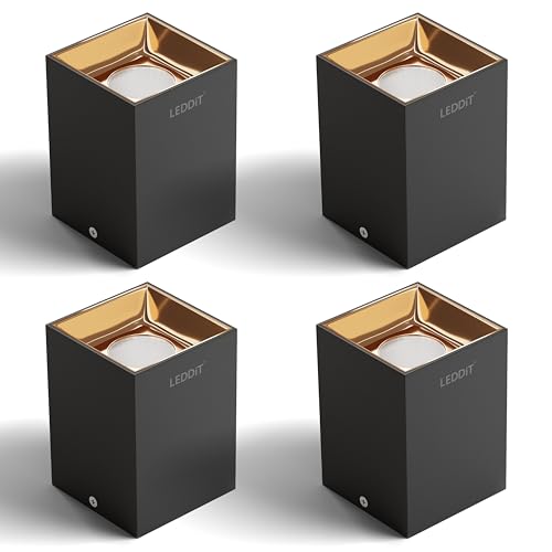 Image of 10W Warm White Square Surface Cylindrical Shape Indoor Ceiling Mounted Spot Light COB Down Light with Aluminium Body - Rose Gold Pack of 4 (with 2 Years Warranty)