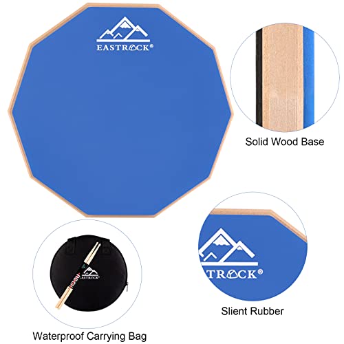 Eastrock Practice Drum Pad Stand Bundles, 11 Inches Double Sided Silent Silicone Drum Pad, Silicone Dumb Drum With Drum Stand, Drumsticks And Storage Bag For Beginners,Blue #TOP3