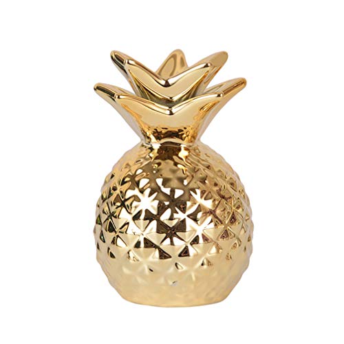 LIOOBO Ananas Filles Tirelire en Céramique Ananas Boîtes Décoratives Enfants Adultes Tirelire pour La Maison Chambre Décorations de Fête Saint Valentin Enfants Cadeaux d'anniversaire (Doré)