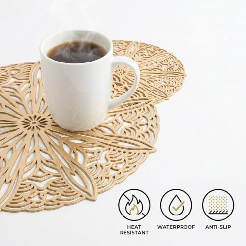 yuboo Gold Table Runner 36 Inches Flower Dining Table Runner Vinyl Waterproof Washable for Wedding Banquets Birthday Party Restaurant and Daily Decor — view 4