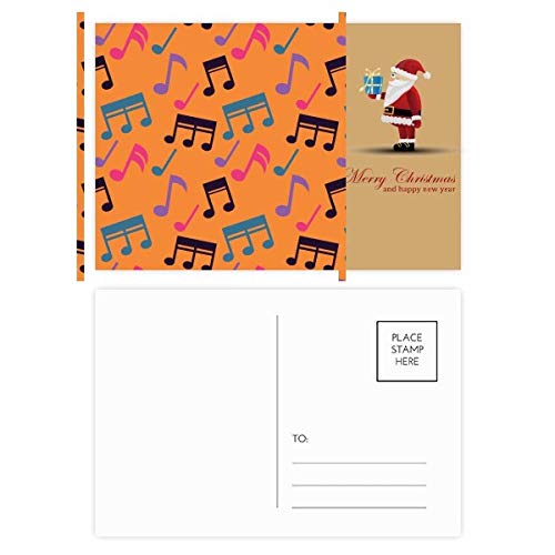 Cartes postales orange Père Noël au design musical coloré en pack de 20 exemplaires
