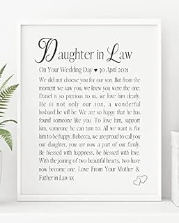 Daughter in Law on Your Wedding Day Personalised Poem. Details required. (White)