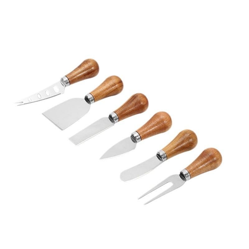 Guojanfon Set of 6 Cheese Knives with Wooden Handle, Mini Stainle...