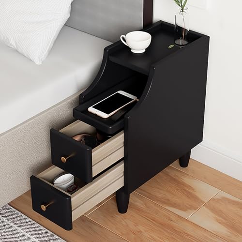 ZDMZR Table de chevet en bois massif avec tiroir de rangement