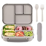 Amathley Lunch Box Kids,Bento Box Adult,Leakproof Lunch Containers for Adults/Kids/Toddler,1200ML-4 Compartments Bento Boxes with Utensil,Microwave & Dishwasher & Freezer Safe (White)